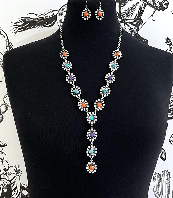 New Arrival :: Wholesale Western Turquoise Concho Necklace Set