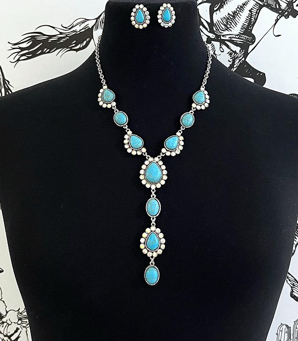 NECKLACES :: WESTERN TREND :: Wholesale Western Turquoise AB Stone Necklace Set