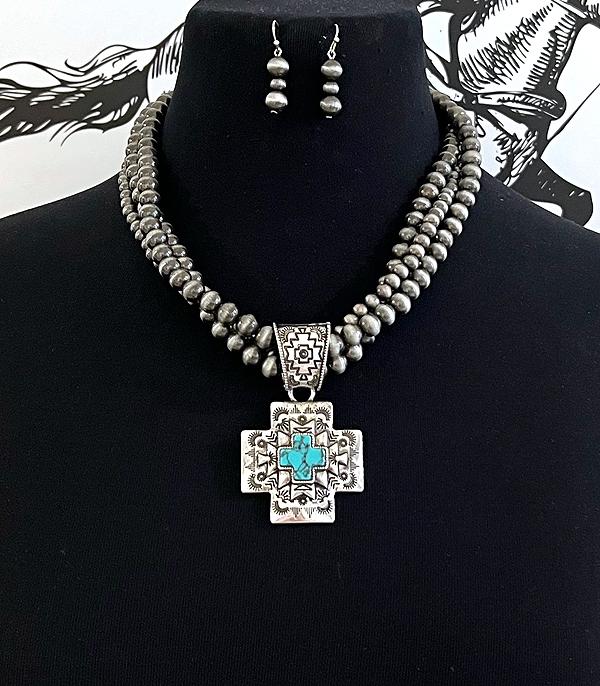 New Arrival :: Wholesale Western Aztec Cross Pendant Necklace