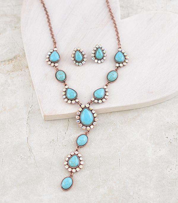 New Arrival :: Wholesale Western Turquoise AB Stone Necklace Set