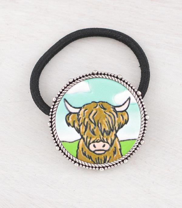 New Arrival :: Wholesale Western Highland Cow Ponytail Hair Tie