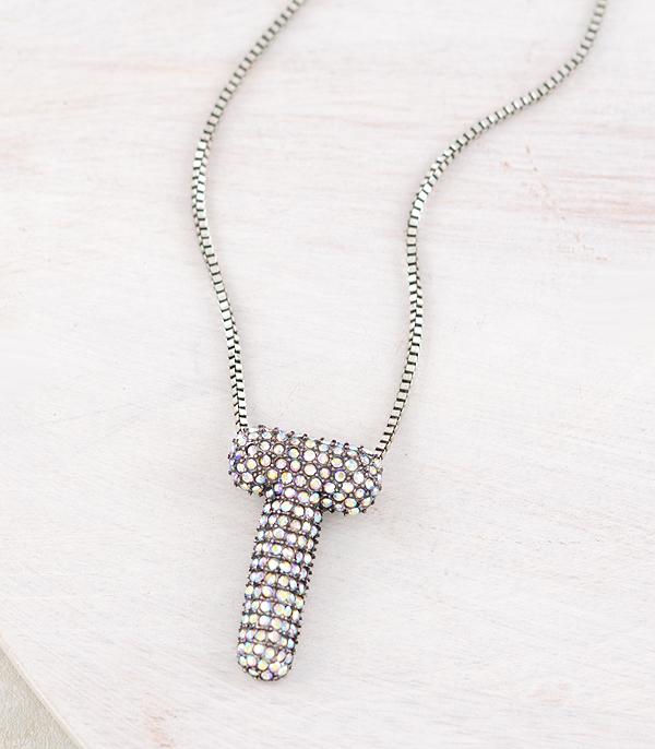 New Arrival :: Wholesale Rhinestone Initial Bubble Necklace