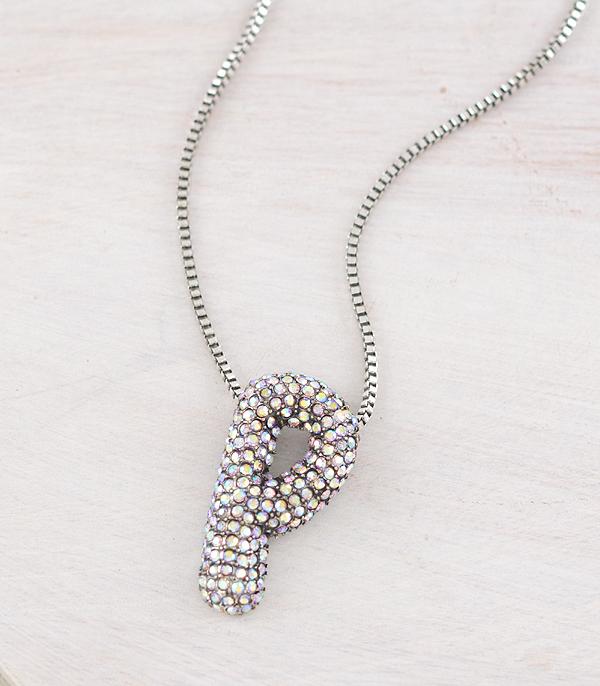 New Arrival :: Wholesale Rhinestone Initial Bubble Necklace