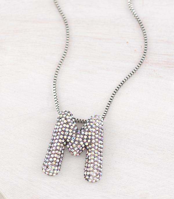 New Arrival :: Wholesale Rhinestone Initial Bubble Necklace