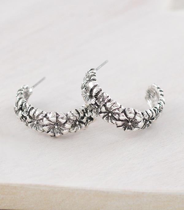 New Arrival :: Wholesale Western Floral Hoop Earrings