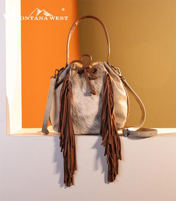 MONTANAWEST BAGS :: WESTERN PURSES :: Wholesale Montana West Cowhide Drawstring Hobo Bag