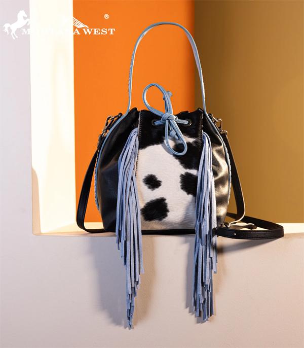 New Arrival :: Wholesale Cowhide Drawstring Fringe Bag