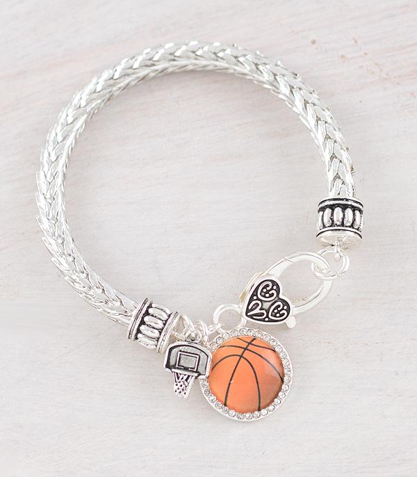 SPORTS THEME :: Wholesale Basketball Rhinestone Charm Bracelet