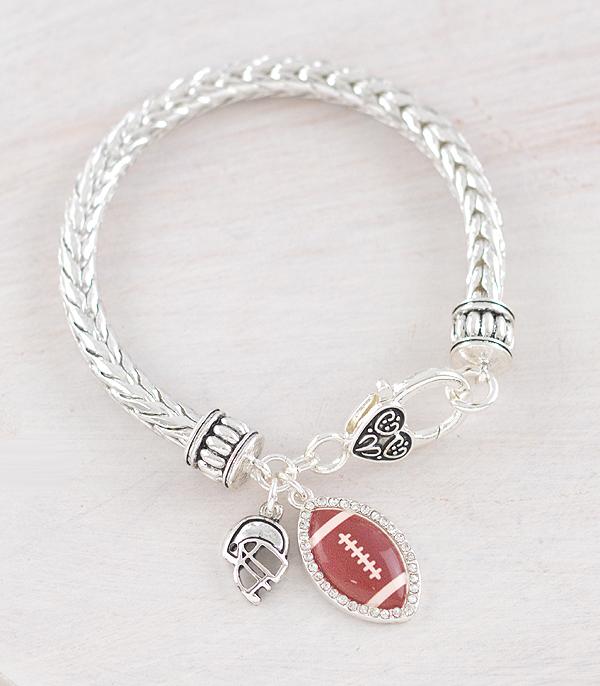 New Arrival :: Wholesale Football Rhinestone Charm Bracelet