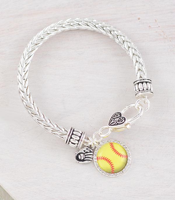 WHAT'S NEW :: Wholesale Rhinestone Softball Charm Bracelet