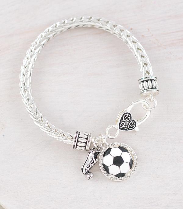 BRACELETS :: LINK :: Wholesale Soccerball Rhinestone Charm Bracelet