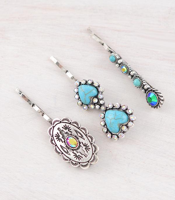 New Arrival :: Wholesale Western Turquoise Hair Bobby Pin Set