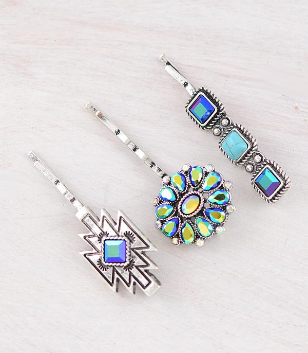 WHAT'S NEW :: Wholesale Western Turquoise Hair Bobby Pin Set