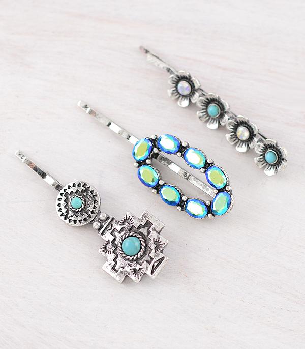 WHAT'S NEW :: Wholesale Western Turquoise Hair Bobby Pin Set