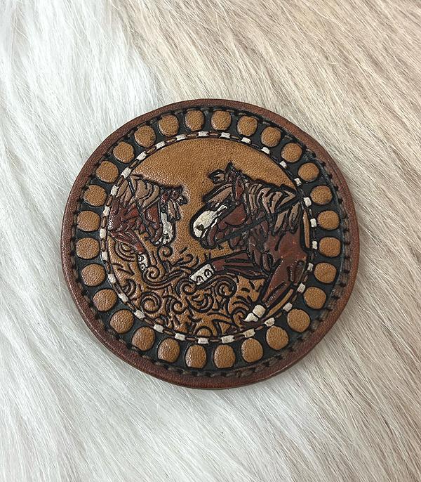 New Arrival :: Wholesale Western Genuine Leather Car Coaster