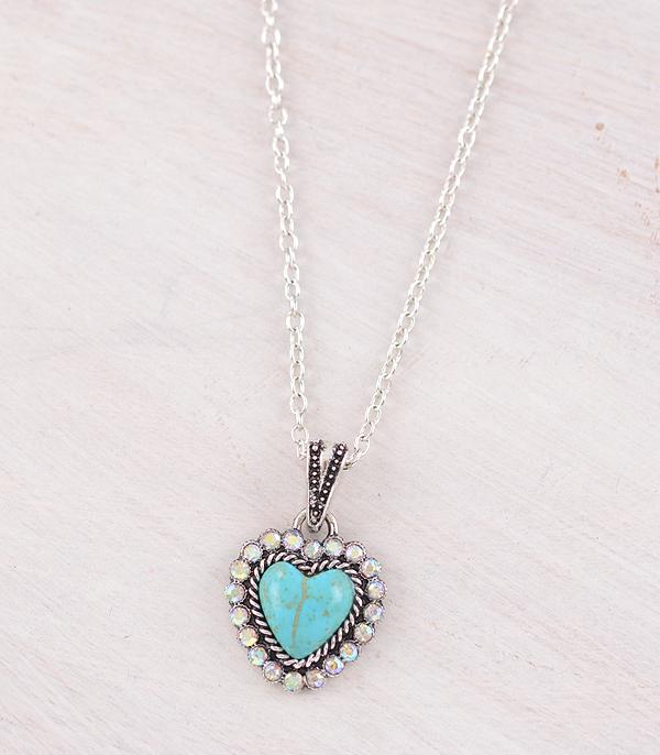 New Arrival :: Wholesale Western Turquoise Heart Necklace