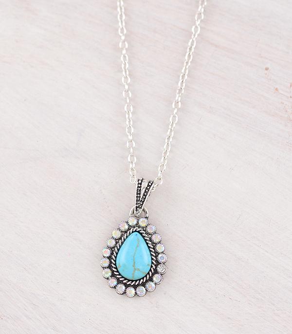 New Arrival :: Wholesale Western Turquoise Teardrop Necklace