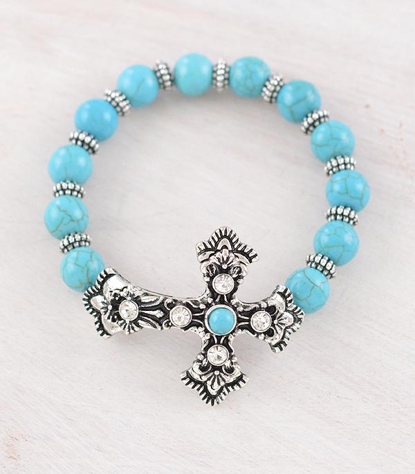 New Arrival :: Wholesale Western Turquoise Cross Bracelet