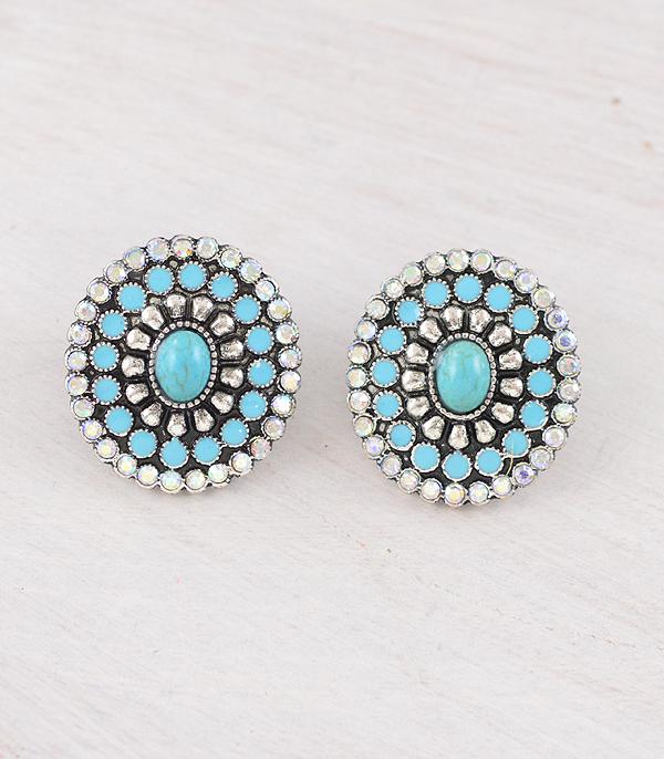 EARRINGS :: WESTERN POST EARRINGS :: Wholesale Western Turquoise Concho Earrings