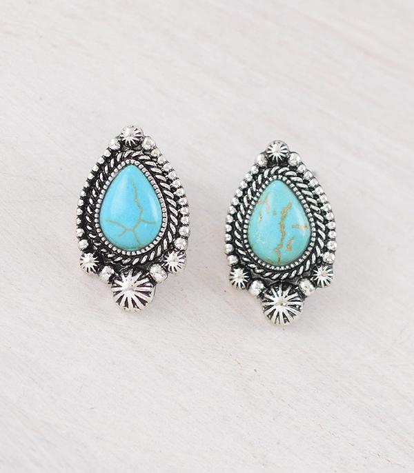 New Arrival :: Wholesale Western Turquoise Teardrop Earrings