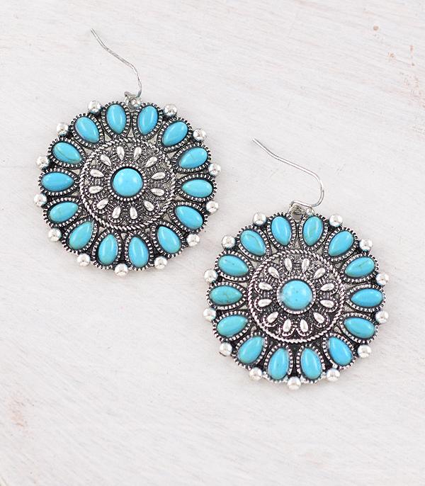 EARRINGS :: WESTERN HOOK EARRINGS :: Wholesale Western Turquoise Concho Earrings