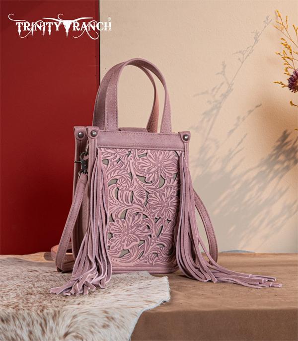 New Arrival :: Wholesale Floral Tooled Fringe Mini Tote Crossbody