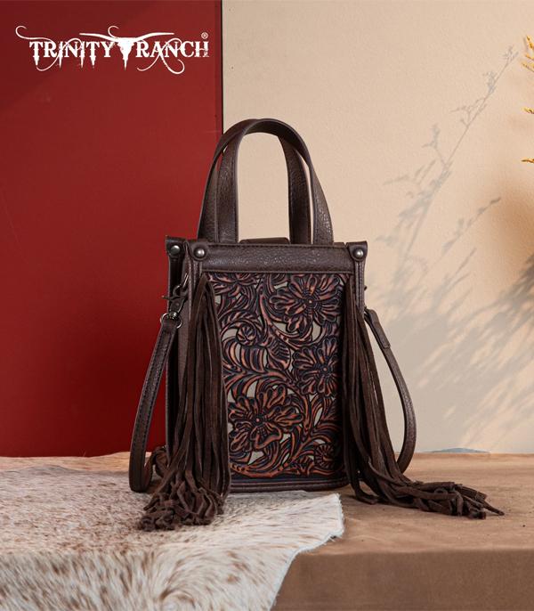 New Arrival :: Wholesale Floral Tooled Fringe Mini Tote Crossbody