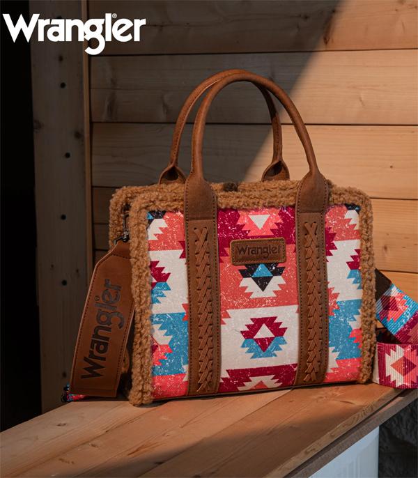 MONTANAWEST BAGS :: WESTERN PURSES :: Wholesale Wrangler Aztec Sherpa Tote Crossbody Bag