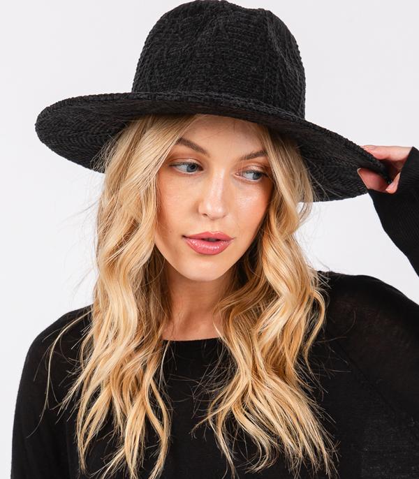 HATS I HAIR ACC :: FEDORA :: Wholesale Soft Chenille Fedora Braided Hat