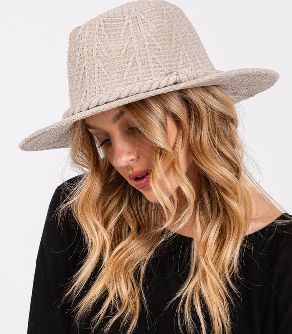 HATS I HAIR ACC :: RANCHER| STRAW HAT :: Wholesale Soft Chenille Fedora Braided Hat