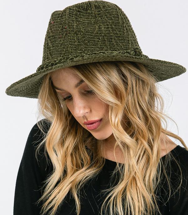 New Arrival :: Wholesale Soft Chenille Fedora Braided Hat