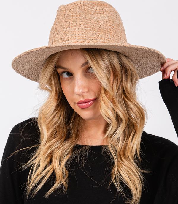 HATS I HAIR ACC :: RANCHER| STRAW HAT :: Wholesale Soft Chenille Fedora Braided Hat