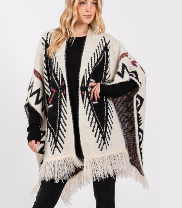 New Arrival :: Wholesale Western Aztec Pattern Ruana