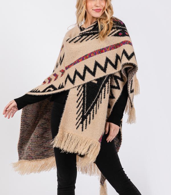 New Arrival :: Wholesale Western Aztec Pattern Ruana