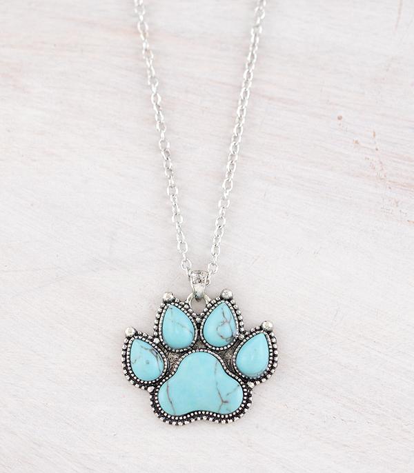 NECKLACES :: WESTERN TREND :: Wholesale Turquoise Paw Pendant Necklace