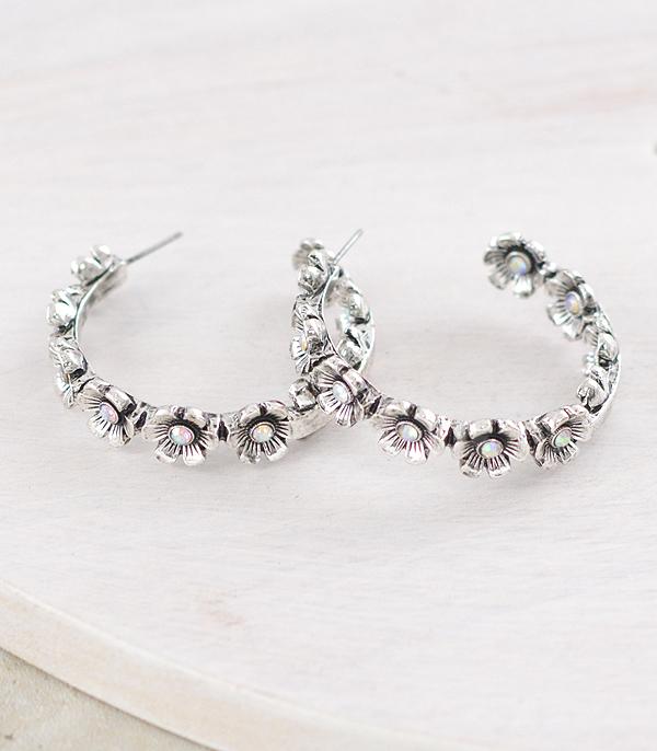 WHAT'S NEW :: Wholesale Rhinestone Flower Hoop Earrings