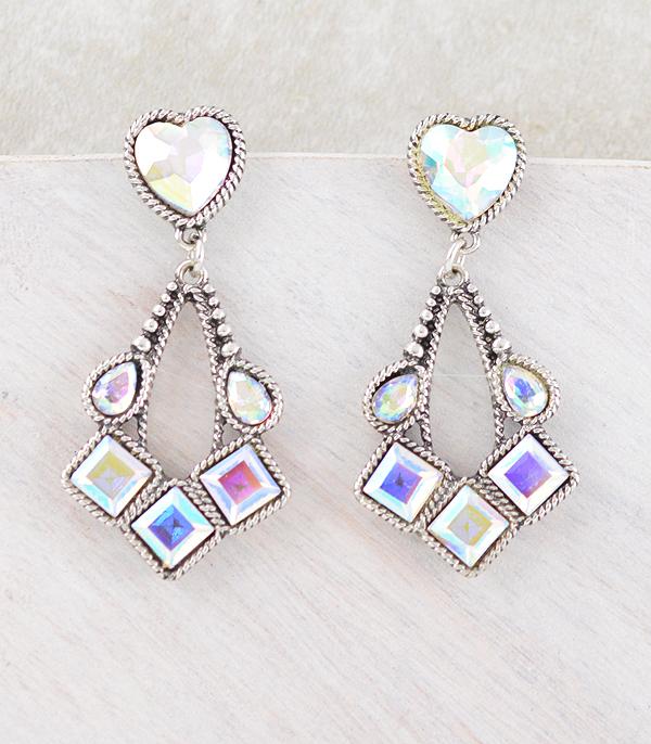 New Arrival :: Wholesale AB Rhinestone Heart Earrings