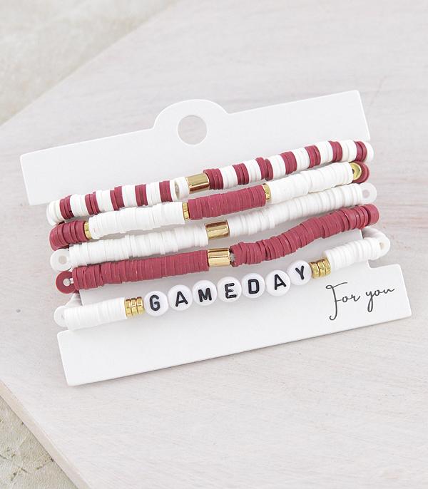 <font color=PURPLE>GAMEDAY</font> :: Wholesale Game Day Beaded Bracelet Set