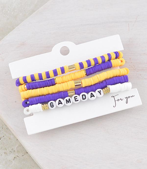 <font color=PURPLE>GAMEDAY</font> :: Wholesale Game Day Beaded Bracelet Set