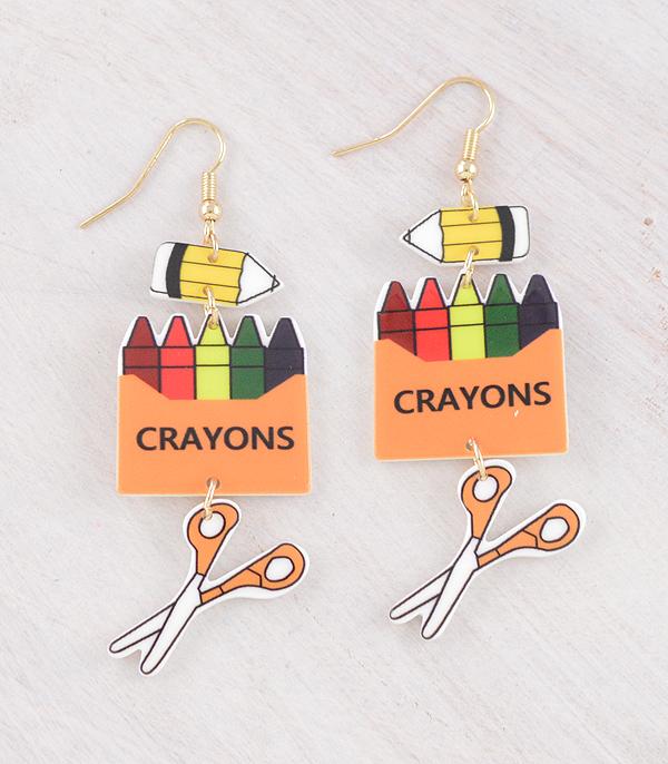 EARRINGS :: TRENDY EARRINGS :: Wholesale Crayons Teacher Earrings