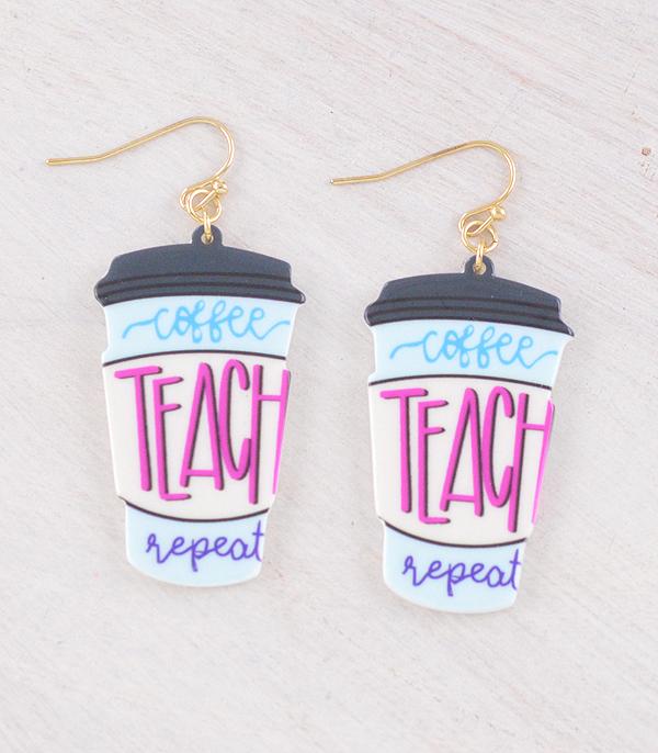 New Arrival :: Wholesale Coffee Teach Repeat Earrings