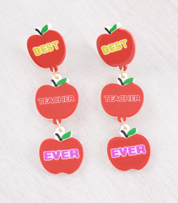 WHAT'S NEW :: Wholesale Best Teacher Ever Apple Earrings