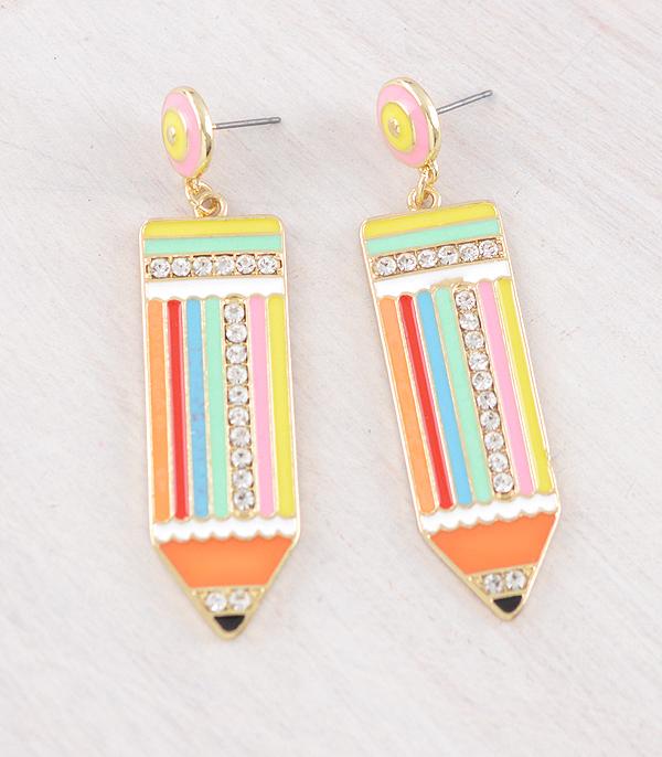 EARRINGS :: TRENDY EARRINGS :: Wholesale Rhinestone Pencil Earrings