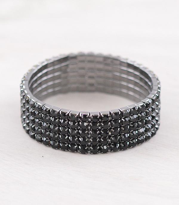 BRACELETS :: STRETCH :: Wholesale Black Rhinestone Stretch Bracelet