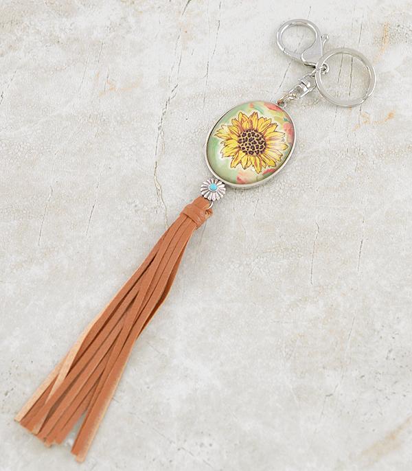 <font color=BLUE>WATCH BAND/ GIFT ITEMS</font> :: KEYCHAINS :: Wholesale Sunflower Fringe Keychain