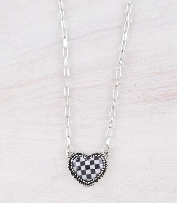 WHAT'S NEW :: Wholesale Western Checkered Heart Necklace