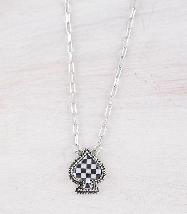 NECKLACES :: WESTERN TREND :: Wholesale Western Checkered Spade Necklace