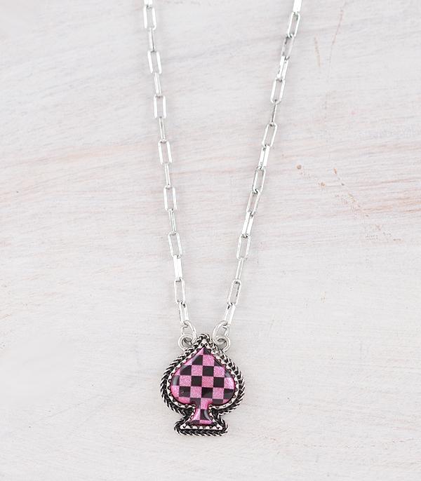 NECKLACES :: WESTERN TREND :: Wholesale Western Checkered Spade Necklace