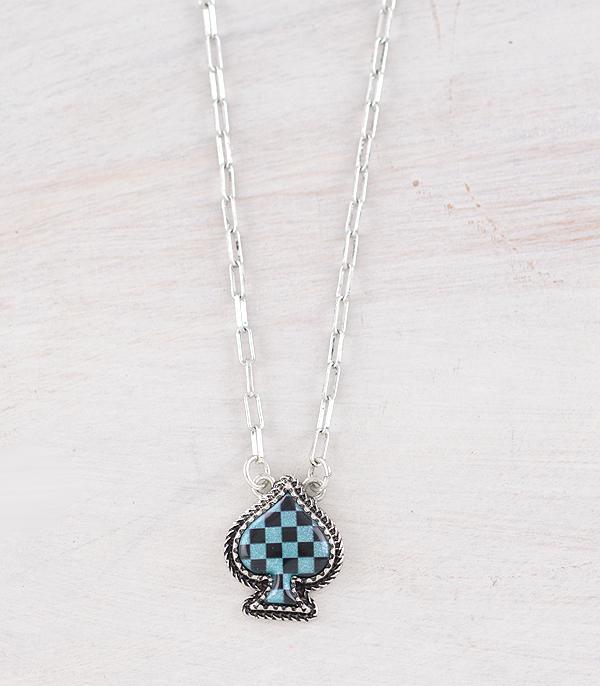 New Arrival :: Wholesale Western Checkered Spade Necklace