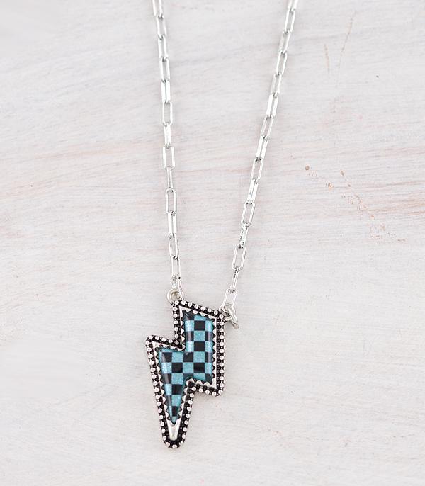 WHAT'S NEW :: Wholesale Western Checkered Bolt Necklace